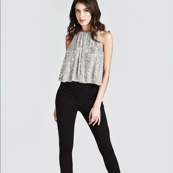 New Guess Marciano Starry Sparking Sequin embellished Top Blouse S - Picture 8 of 10